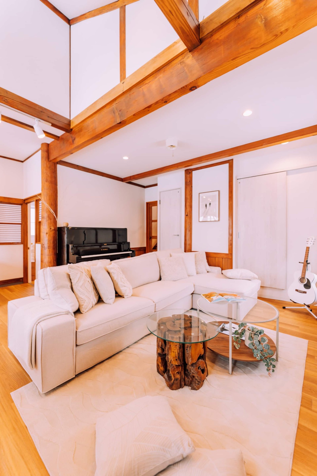 Hakuba Lodge — Living room — warm wood and soft tones