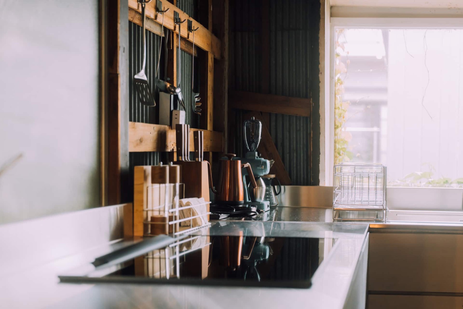 Ivy Place Harajuku — Kitchen with oven and pour-over coffee